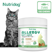 Nutridog ยาเคี้ยวแก้แพ้สำหรับแมว รสปลาทูน่า 100 เม็ด