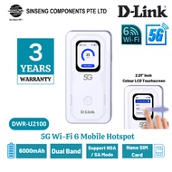 D-Link DWR-U2100 Touchscreen 4G/5G WiFi 6 Router | Dual Band | 6000mAh | Type-C | Portable Sim Card 
