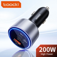 Toocki 200W ที่ชาร์จแบตในรถชาร์จเร็ว4.0 PPS 45W PD 100W ที่ชาร์จไฟรวดเร็ว USB C ที่ชาร์จโทรศัพท์ในรถ