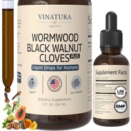 VINATURA Wormwood Black Walnut Cloves Liquid - Cleanse, Detox for Humans with Papaya Leaf and Pumpki