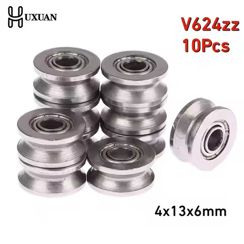 10Pcs V624zz 4x13x6mm V Groove Sealed Ball Bearing Guide Track Roller Bearing V624 Embroidery Machin