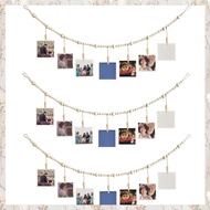 (MDQS) 3Piece Hanging Photo Display Wall Decor Garland Collage Picture Frame with 7 Wood Clips for H