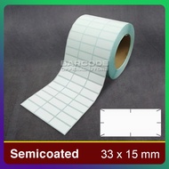 Semi-coated Chopping Sticker Label 33x15mm 33x15/ 33 x 15 mm Large 3 inch Barcode Core Sticker