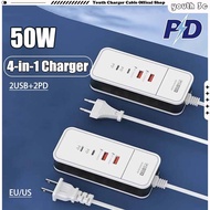 4-port USB C Charger 50W Charging Socket Multi Port 2USB+2Type C Charger Wall Charger Phone Charging