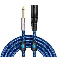 GOLLEY LION 1/4ถึงสาย XLR สายถักไนล่อนในสี่นิ้ว TRS เป็น XLR สายเชื่อมต่อสมดุลชาย