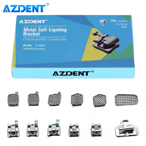 AZDENT Dental Orthodontic Brackets Brace Passive Self Ligating ROTH MBT 0.022 Hooks 3 4 5 with Bucca
