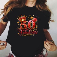 Fabulous Shiny Golden Red Crown T-Shirt - Perfect Milestone Birthday Gift for Mom at 50+