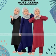 COMO CREPE SUIT ALINA Baju Muslimah Budak Baju Panjang Baru COMO CREPE Keluarga Family Bahan Como