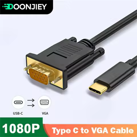 1080P USB C to VGA Cable Type C 3.1 VGA Converter Adapter Cable Gold-Plated 1M/1.8M For Laptop UHD E
