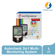 Autocheck 3in1 Multi-Monitoring System / Alat Tes Gula Darah / Alat Tes Kolesterol / Alat Tes Asam Urat / Glucose / Urid Acid / Cholesterol / Medika Jaya