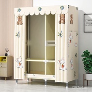 Bedroom Household Frame Cloth Single Wardrobe Small Simple New Style Metal Wardrobe Wardrobe Rental 