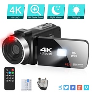 4K UHD Video Camera IR Night  Vision Vlogging Recamder Fill Light for Youtube Live Streaming Camcorder 18× Digital Zoom