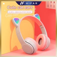 Cute Cat Ears New Head-mounted Bluetooth Headset Headset Colorful Glowing Bluetooth Headset Fashion Trend Wireless Bluetooth Headset
