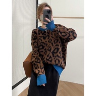 Korean Leopard Print Sweater - Loose Fit Outerwear Pullover Top for Women | F3CZ
