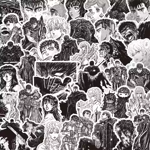 10/30/82pcs Black White Berserk Anime Stickers Guts Casca Decals DIY Laptop Motorcycle Skateboard Ph