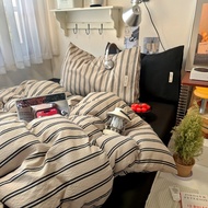 Beige Black Stripe Duvet Cover American-style vertical striped duvet cover Microfiber Comforter Cove
