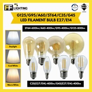 FFL LED FILAMENT BULB G125/C35/G45/A60/ST64/G95 | 4W/6W/8W | (E14/E27) WARM WHITE
