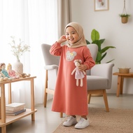 GAMIS ANAK PEREMPUAN LENGAN TEROMPET TEMPELAN RENDA MEWAH GL FASHION