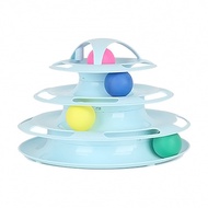 四層逗貓轉盤 底部直徑25cm 頂部直徑16cm 高度18cm 450g  天空藍  1個