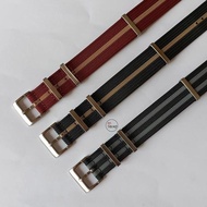 Nato Strap Ribbed Nylon Burgandy-Khaki Pm-21 Watch Strap