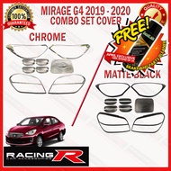 Mitsubishi Mirage G4 Sedan 2019 to 2020 Combo Set Garnish Cover [ Matte Black / Chrome ] ( Car Acces