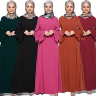 Muslimah Fashion Loose Long Sleeve Dress Baju Jubah Moden Plain Wanita