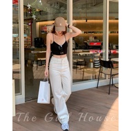 TheGirlHouse - KULOT HIGHWAIST LOOSE JEANS BEIGE