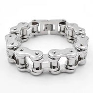 กำไลสร้อยข้อมือเหล็กสแตนเลส316L สำหรับนักขี่จักรยานชุบทองโซ่สีเงินรถมอเตอร์ไซต์ BC01ผู้ชาย