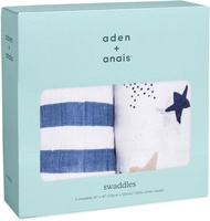 Aden + Anais (สินค้าญี่ปุ่นแท้) Kado Bayi ผ้าคลุมผ้าฝ้ายชุดผ้าห่อทารก2ร็อคสตาร์4056 120X120ซม. (X 2)