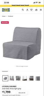 IKEA LYCKSELE MURBO chair-bed, creamy white 米白色一人梳化床宜家傢俬 ikea