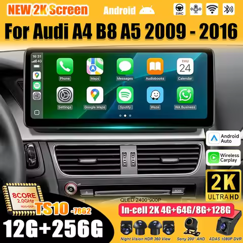 Android 16 For Audi A4 B8 A5 2009 - 2016 Car Radio Stereo Head Unit Multimedia Video Player GPS Navi