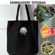 EMBROIDERY SULAM NO KNIFE NO LIFE TACTICAL LOGO TOTE BAG CANVAS BLACK