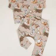 Animals baby clothes set of 2: baby t-shirt and harem pants, size 3-6 months