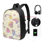 Care Bear Backpack Laptop USB Charging Backpack 17 Inch Travel Backpack School Bag Large Capacity Student School Bag