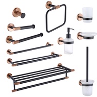Cup Dish Holder Towel Shelf Bar Ring Holder Rose Gold Toilet Brush Holder Hanger Black Stainless Steel Bathroom Accessories