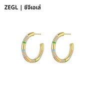 zengliu | ต่างหูวงกลมสีรุ้ง dopamine