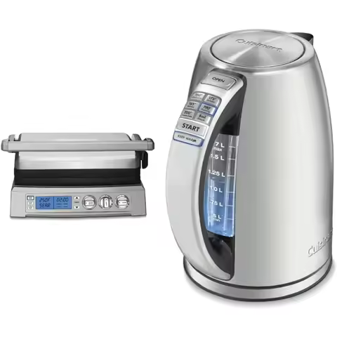 Cuisinart Elite Griddler Bundle with Cordless Electric Kettle, Stainless Steel