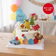 406pcs/4pcs Large McQueen Car Cake Topper Leaf Digger Cake Decorating Accessories Road Sign Birthday