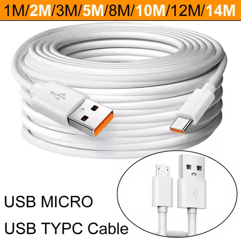 USB To 6A Type C 2.1A Micro Cable For Xiaomi Redmi Huawei Mobile Phones Charging Cable VR CCTV Camer