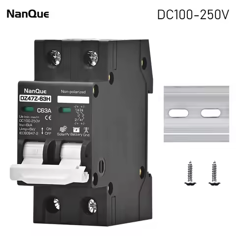 DC100V 150V 200V 250V Circuit Breaker Low Voltage AC DC MCB 2P C Curve 16A 20A 25A 32A 40A 50A 63A S