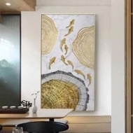 Lukisan Ikan Koi Hiasan Dinding Ruang Tamu dengan Bingkai Fiber Minimalis - Future Art Painting