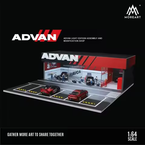 TimeMicro&MoreArt 1/64 ADVAN HKS Theme Painting Shop Lighting Version Assembly Scene Model