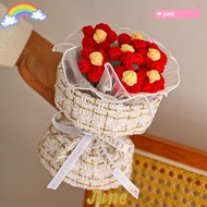 JUNE1 Puff Flower Bouquet, Knitted Graduation Gift Crochet Flowers Bouquet,  Mini Knited Flower Fini