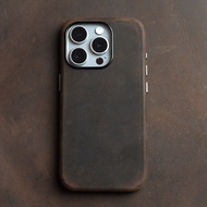 เคสโทรศัพท์ YMW รุ่น Crazy Horse แท้ หนัง พร้อมแม่เหล็กดูดติด สำหรับ Apple 16/15/14promax 13mini หนั