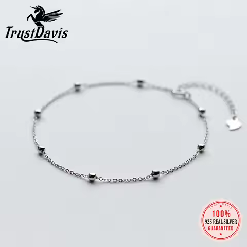 Trustdavis genuine 925 Sterling Silver Fashion Sweet Small Bell Anklets For Women Sivlerm 925 Jewelr