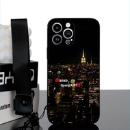 เคสโทรศัพท์กันกระแทกลายนิวยอร์กพร้อม TPU สีดำ 1 ชิ้น และสายคล้องข้อมือเชือกบันจี้จัมป์สีดำ 1 ชิ้น เข