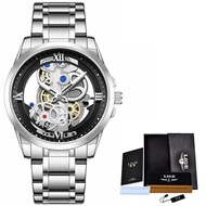 นาฬิกาลำลอง Lige สำหรับผู้ชายนาฬิกาข้อมือควอตซ์กันน้ำแนวสปอร์ตนาฬิกาแฟชั่นหรูหราดูโปร่งสำหรับผู้ชาย