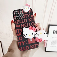 For Samsung Galaxy A13 A21 A22 4G A22 5G A23 4G A13 5G A04S A14 4G A14 5G 4G A23 5G A31 A32 4G A32 5G A33 5G Cartoon Red Hello Kitty Phone Case With Doll and Holder Lanyard