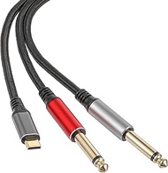 Type C Aux to USB C to 1/4 Inch Audio Cable Stereo Splitter Auxiliary Cord to- USB-C Dual for Smartp