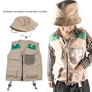 Fir 2pc Kids Outdoor Explorer Kit Kids Adventure Kit Explorer Costume Vest and Hat Set Halloween Cos